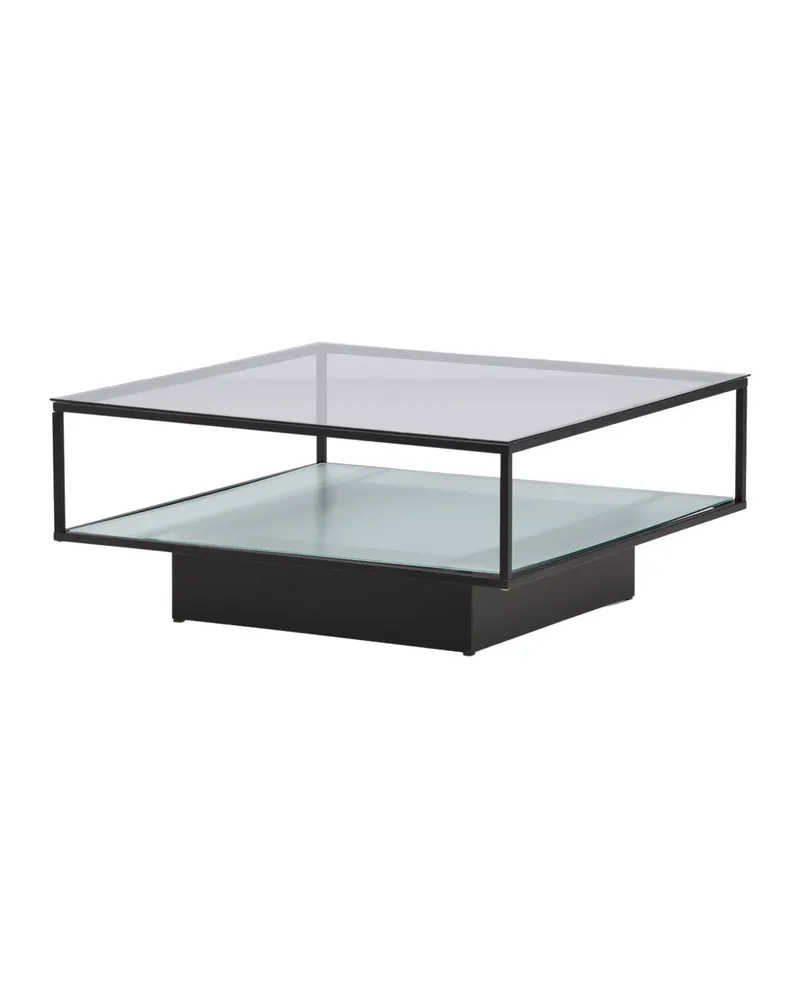 Maglehem Couchtisch aus Glas mit Ablage in 90 × 90 cm, Transparent, Gestell Schwarz, Ansicht 12
