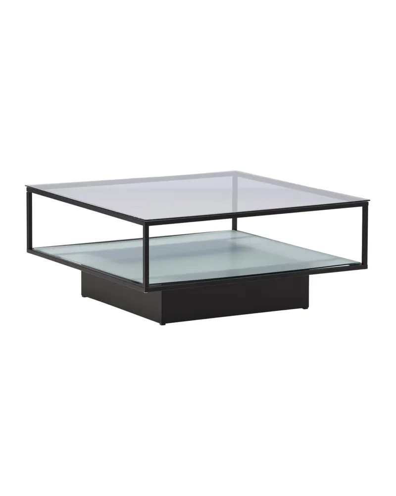 Maglehem Couchtisch aus Glas mit Ablage in 90 × 90 cm, Transparent, Gestell Schwarz, Ansicht 13