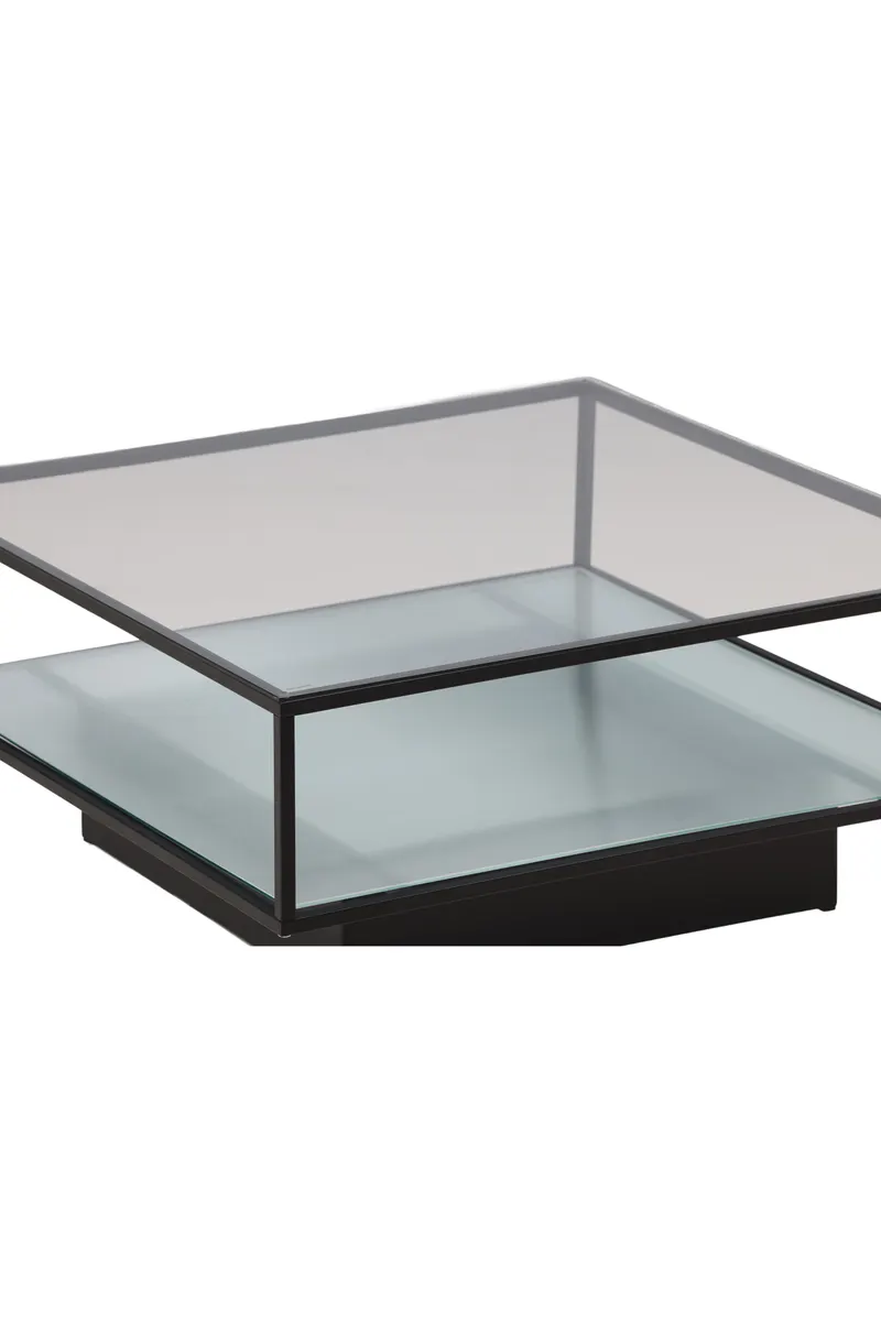Maglehem Couchtisch aus Glas mit Ablage in 90 × 90 cm, Transparent, Gestell Schwarz, Ansicht 4