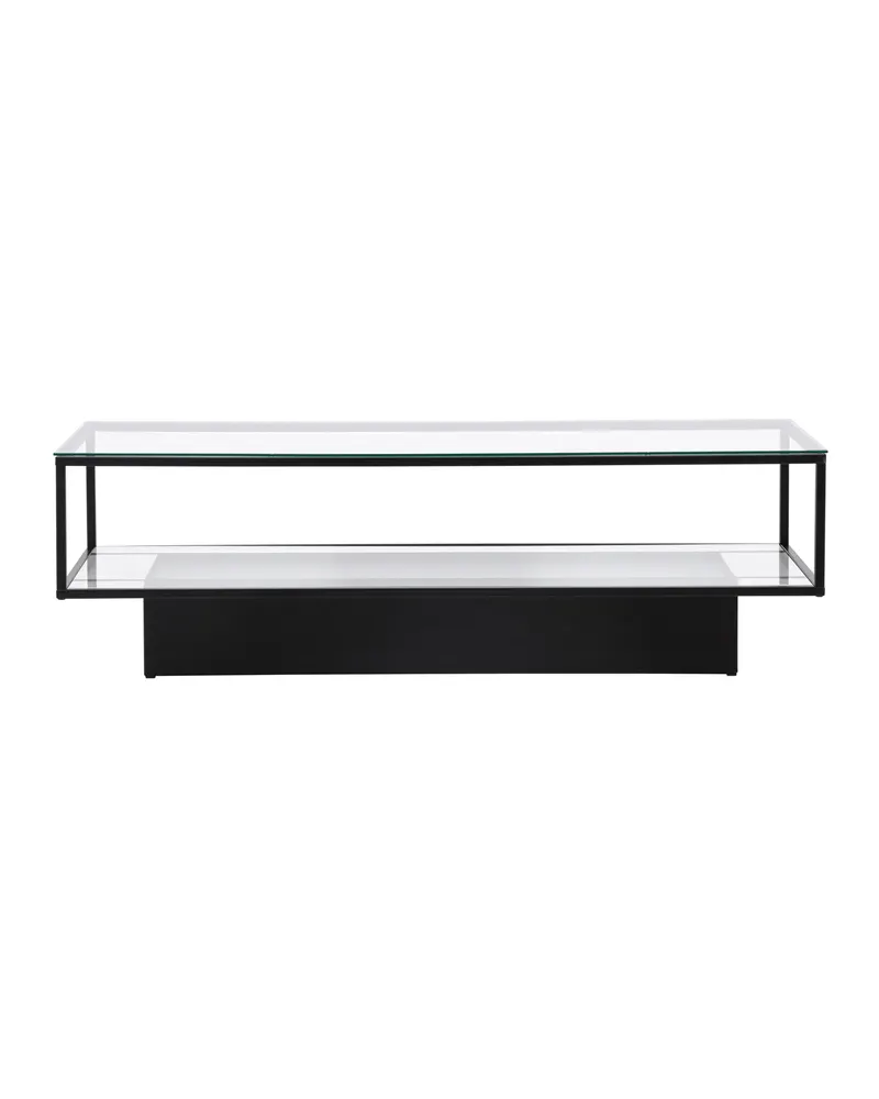 Maglehem Couchtisch aus Glas mit Ablage im Stahlrahmen, Transparent, Gestell Schwarz