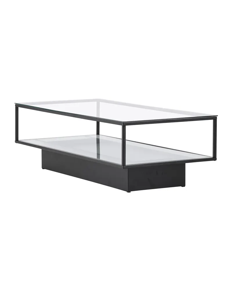 Maglehem Couchtisch aus Glas mit Ablage in 130 × 60 cm, Klar, Gestell Schwarz, Ansicht 6