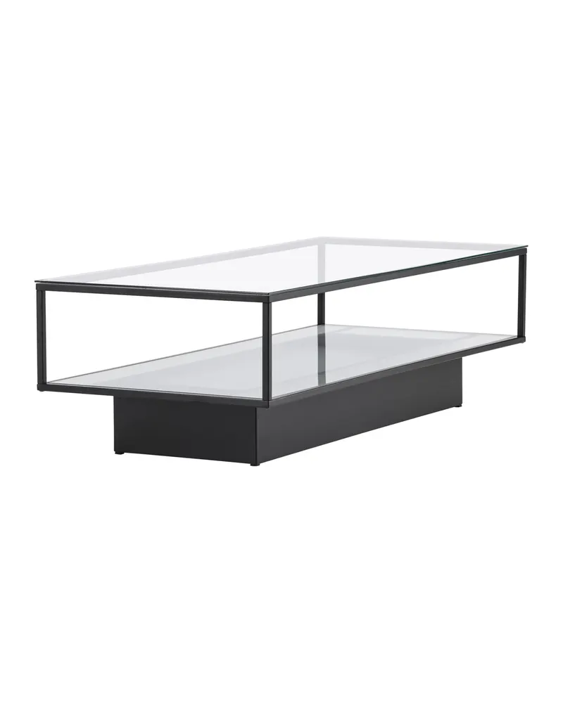 Maglehem Couchtisch aus Glas mit Ablage in 130 × 60 cm, Klar, Gestell Schwarz, Ansicht 8