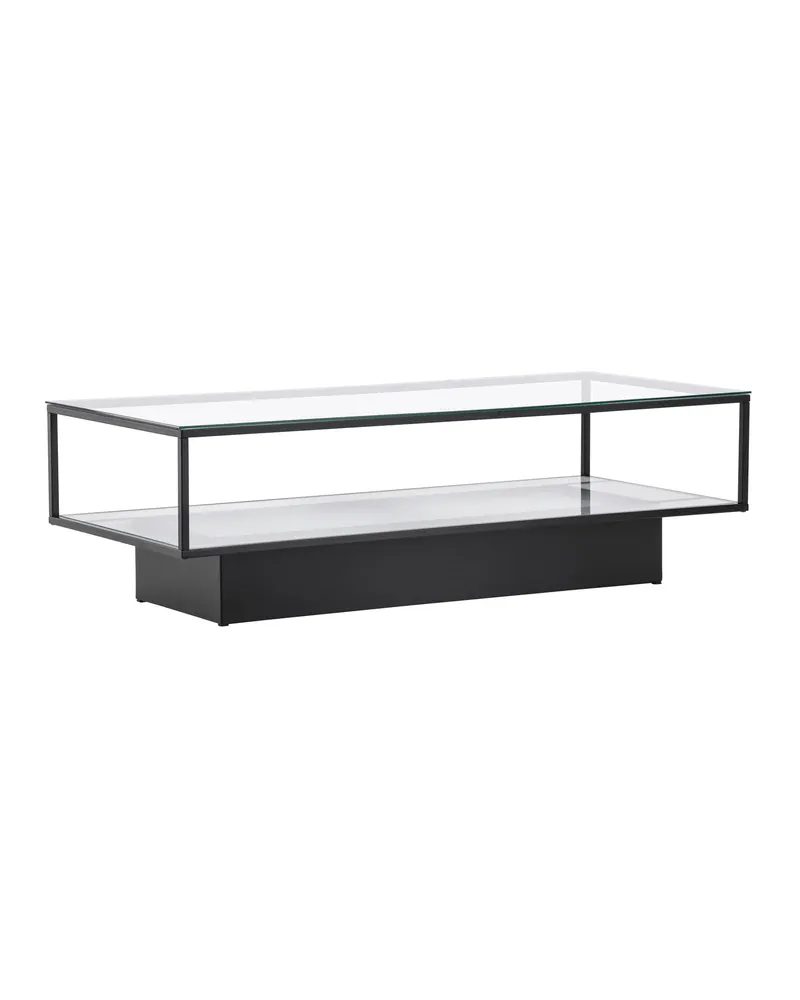 Maglehem Couchtisch aus Glas mit Ablage in 130 × 60 cm, Klar, Gestell Schwarz, Ansicht 9