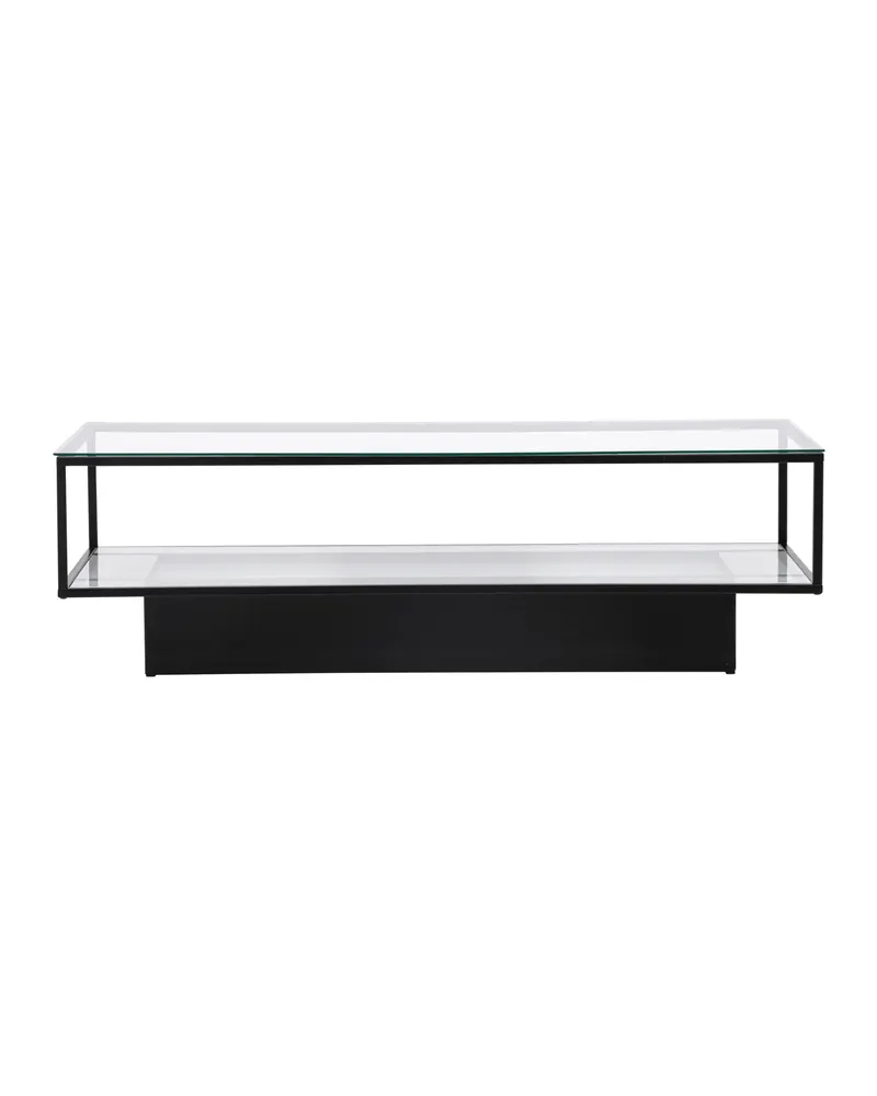 Maglehem Couchtisch aus Glas mit Ablage in 130 × 60 cm, Klar, Gestell Schwarz, Ansicht 10