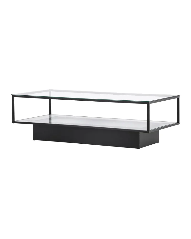 Maglehem Couchtisch aus Glas mit Ablage in 130 × 60 cm, Klar, Gestell Schwarz, Ansicht 11