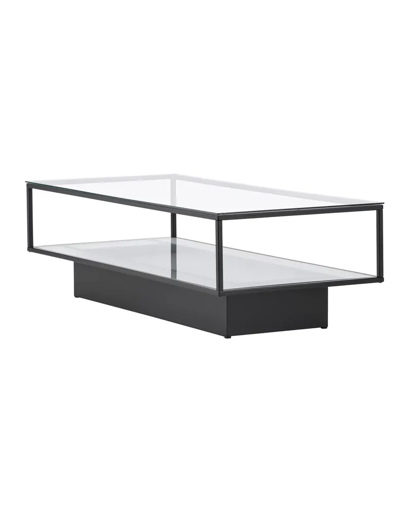 Maglehem Couchtisch aus Glas mit Ablage in 130 × 60 cm, Klar, Gestell Schwarz, Ansicht 12