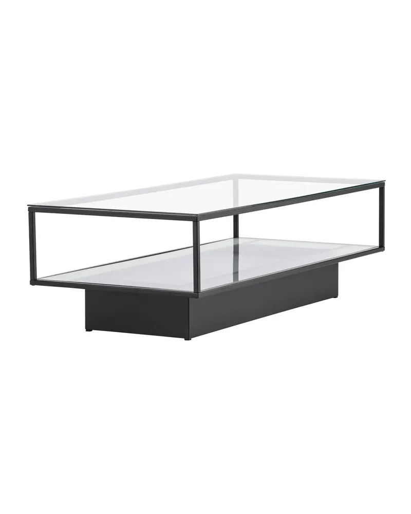 Maglehem Couchtisch aus Glas mit Ablage in 130 × 60 cm, Klar, Gestell Schwarz, Ansicht 3