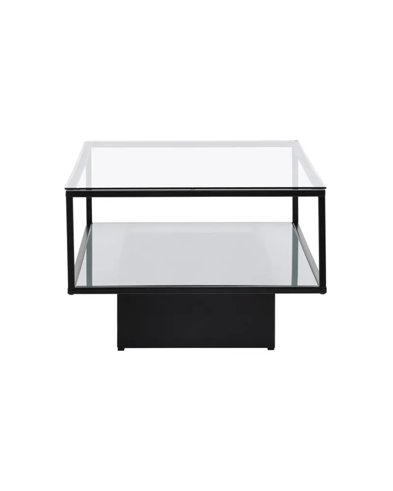 Maglehem Couchtisch aus Glas mit Ablage in 130 × 60 cm, Klar, Gestell Schwarz, Ansicht 4