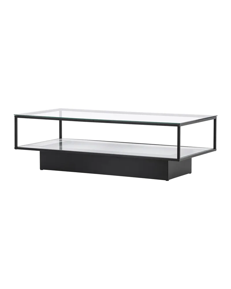 Maglehem Couchtisch aus Glas mit Ablage in 130 × 60 cm, Klar, Gestell Schwarz, Ansicht 5