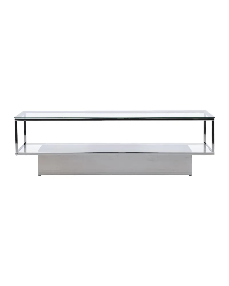 Maglehem Couchtisch aus Glas mit Ablage in 130 × 60 cm, Transparent, Gestell Silber, Ansicht 1