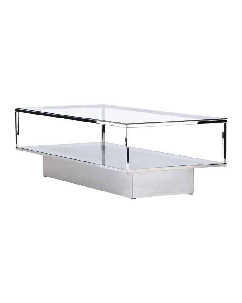 Maglehem Couchtisch aus Glas mit Ablage in 130 × 60 cm, Transparent, Gestell Silber, Ansicht 6