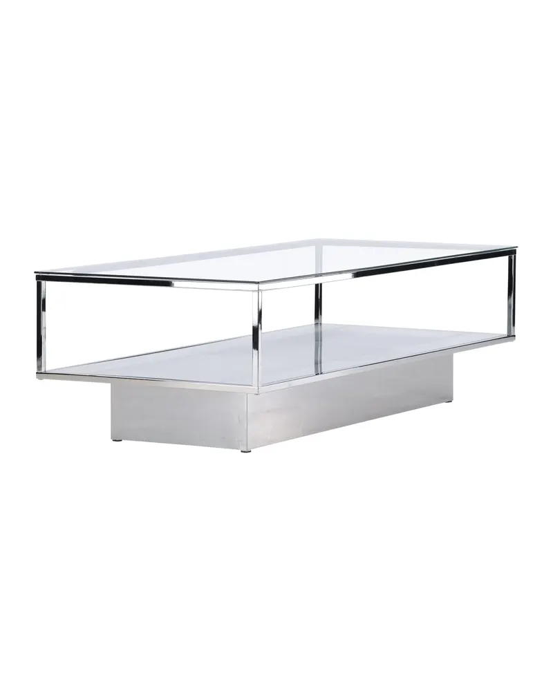 Maglehem Couchtisch aus Glas mit Ablage in 130 × 60 cm, Transparent, Gestell Silber, Ansicht 8