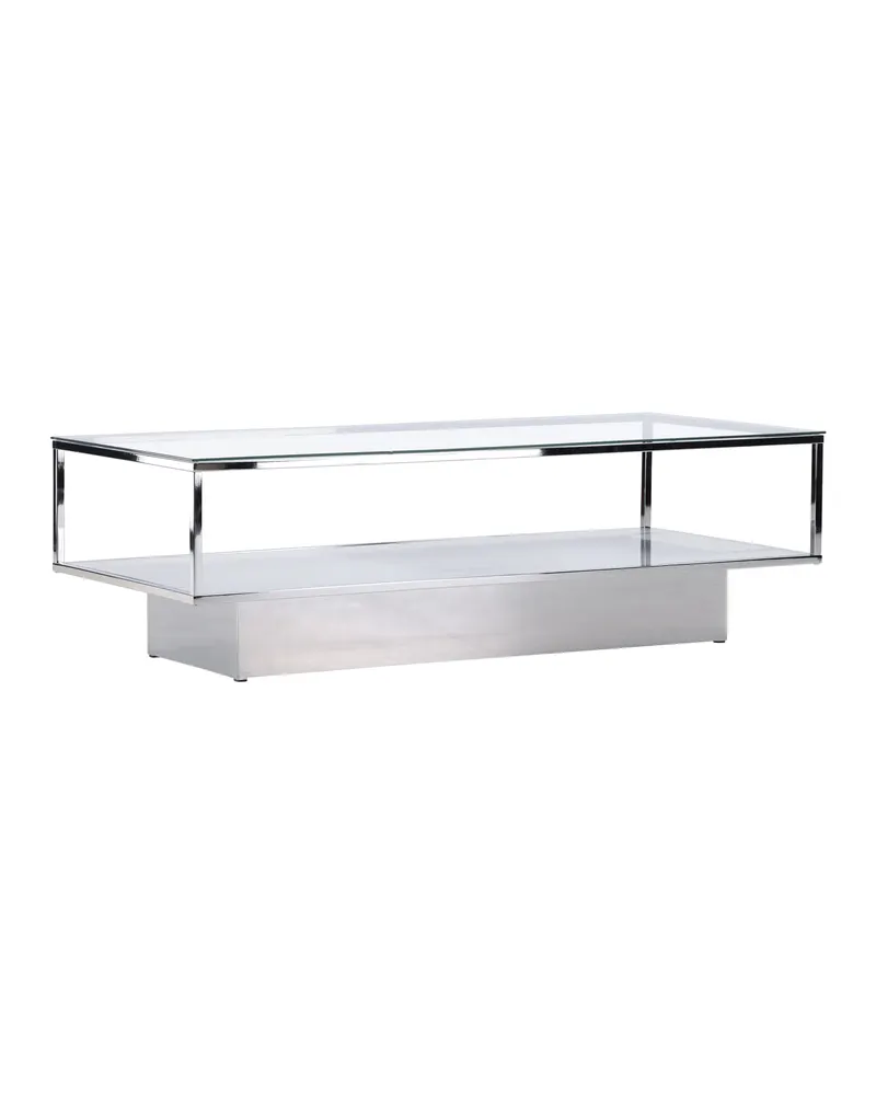 Maglehem Couchtisch aus Glas mit Ablage in 130 × 60 cm, Transparent, Gestell Silber, Ansicht 9