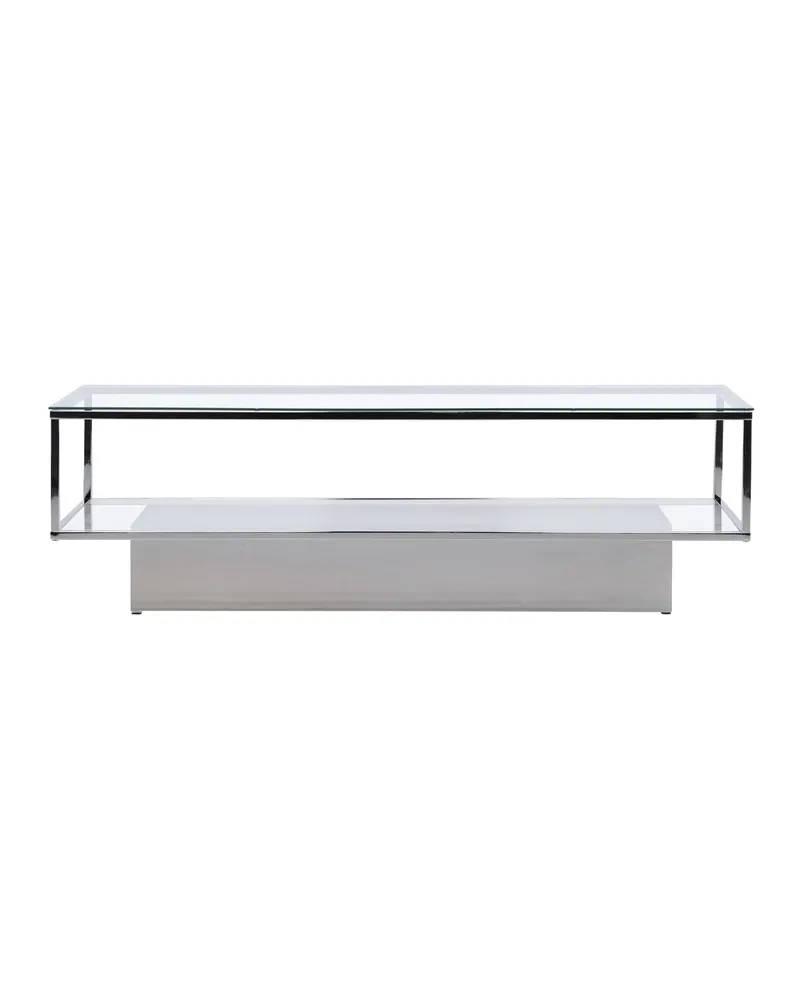 Maglehem Couchtisch aus Glas mit Ablage in 130 × 60 cm, Transparent, Gestell Silber, Ansicht 10