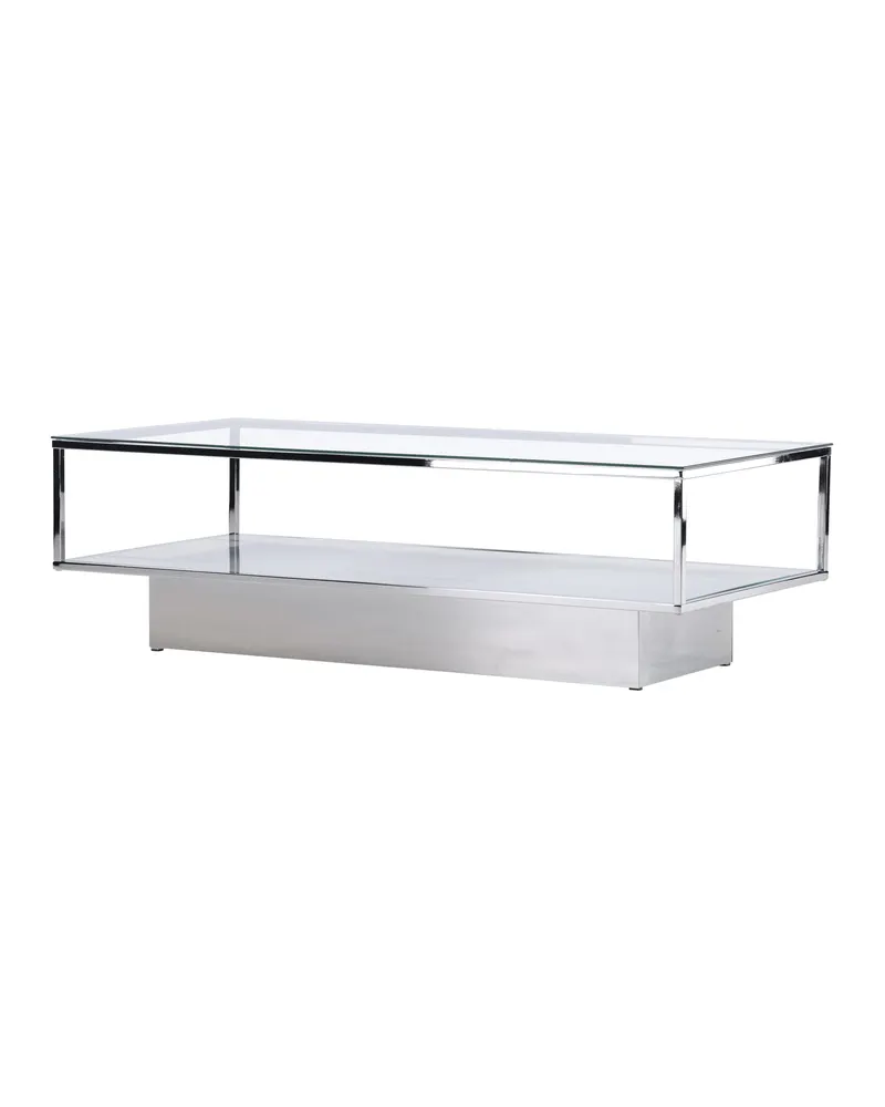 Maglehem Couchtisch aus Glas mit Ablage in 130 × 60 cm, Transparent, Gestell Silber, Ansicht 11