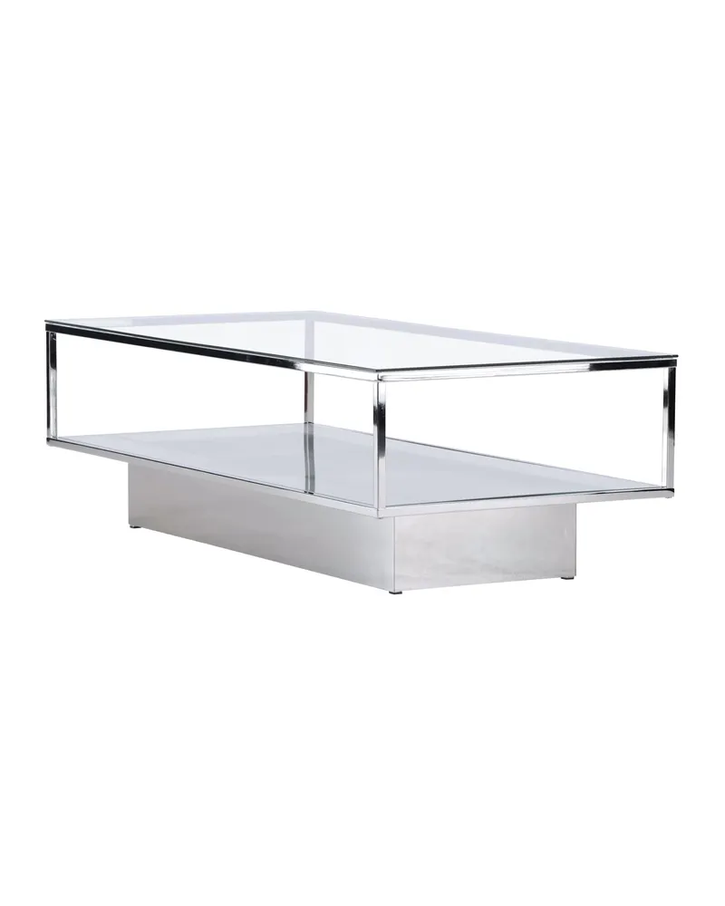 Maglehem Couchtisch aus Glas mit Ablage in 130 × 60 cm, Transparent, Gestell Silber, Ansicht 12
