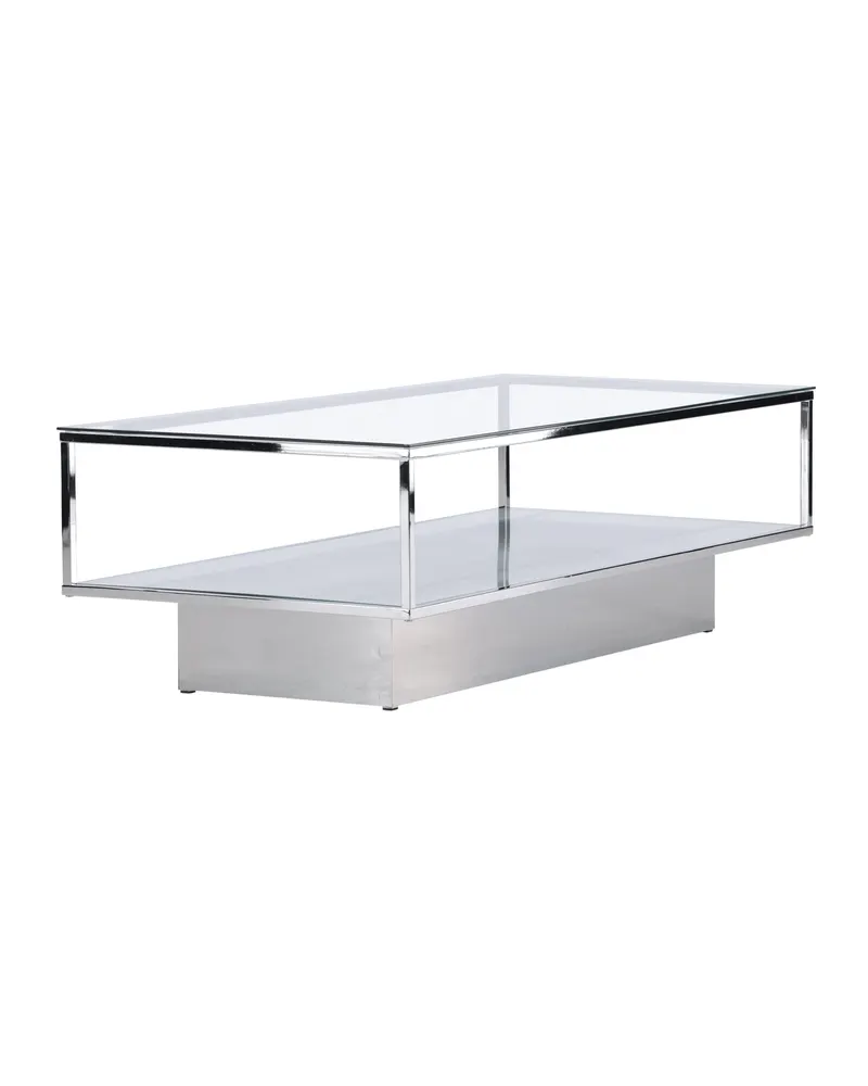 Maglehem Couchtisch aus Glas mit Ablage in 130 × 60 cm, Transparent, Gestell Silber, Ansicht 3