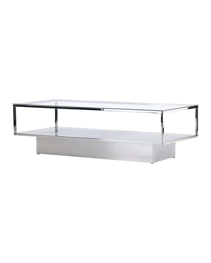 Maglehem Couchtisch aus Glas mit Ablage in 130 × 60 cm, Transparent, Gestell Silber, Ansicht 5