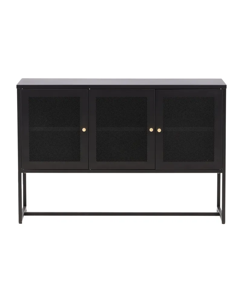 Malla Sideboard aus Stahl mit Gittertüren in Schwarz, Ansicht 1