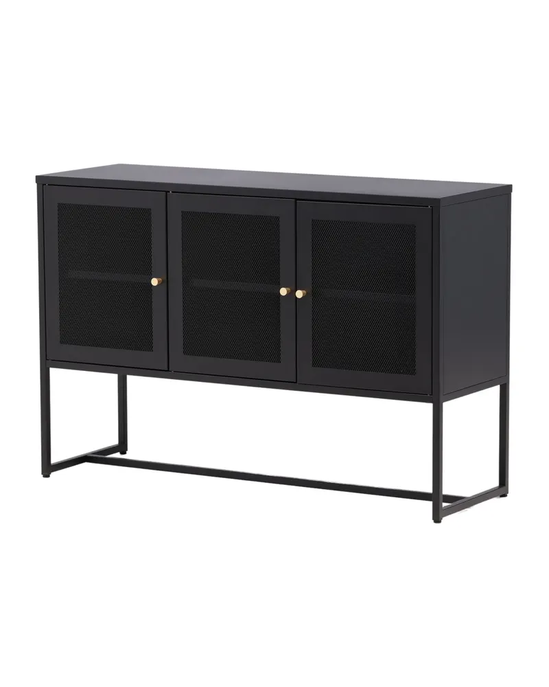 Malla Sideboard aus Stahl mit Gittertüren in Schwarz, Ansicht 2