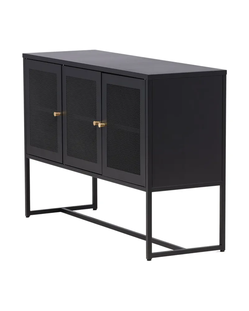 Malla Sideboard aus Stahl mit Gittertüren in Schwarz, Ansicht 3