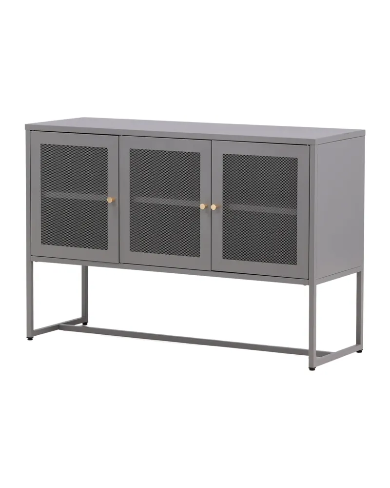 Malla Sideboard aus Stahl mit Gittertüren in Hellgrau, Ansicht 9