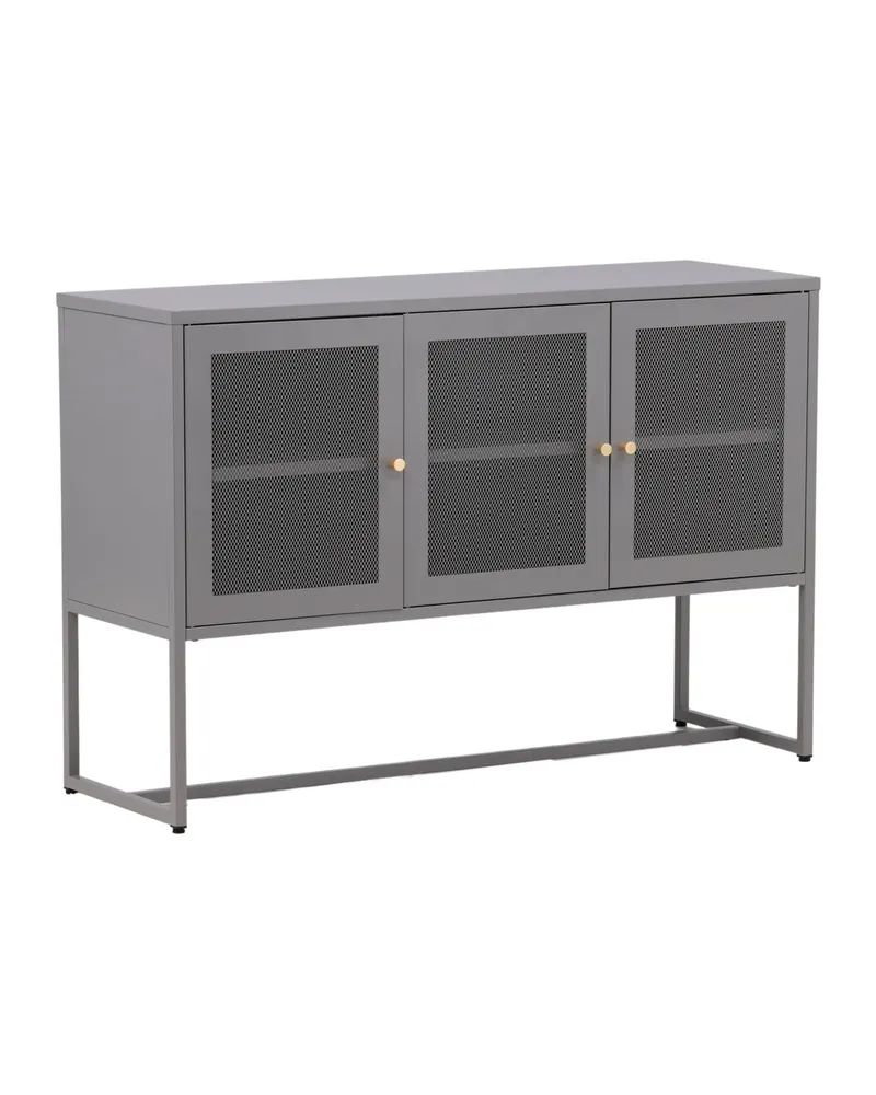 Malla Sideboard aus Stahl mit Gittertüren in Hellgrau, Ansicht 2
