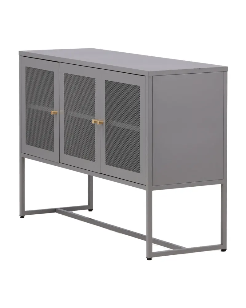 Malla Sideboard aus Stahl mit Gittertüren in Hellgrau, Ansicht 5