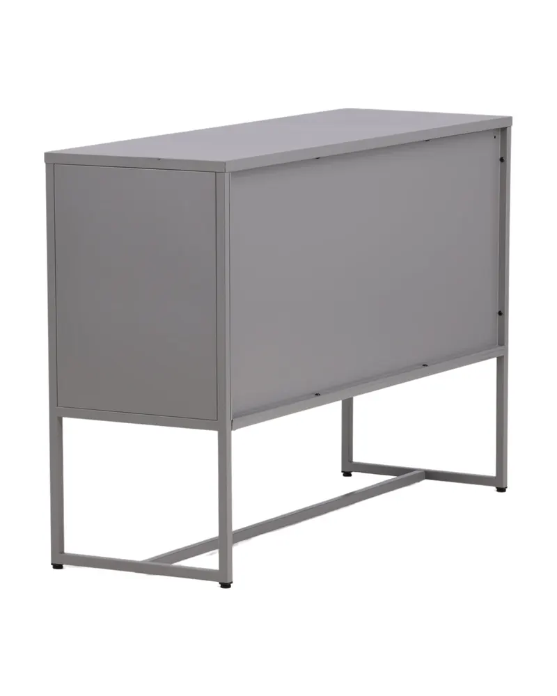 Malla Sideboard aus Stahl mit Gittertüren in Hellgrau, Ansicht 6