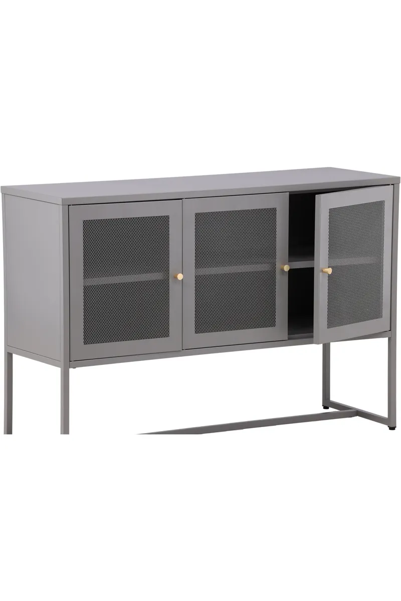 Malla Sideboard aus Stahl mit Gittertüren in Hellgrau, Ansicht 8