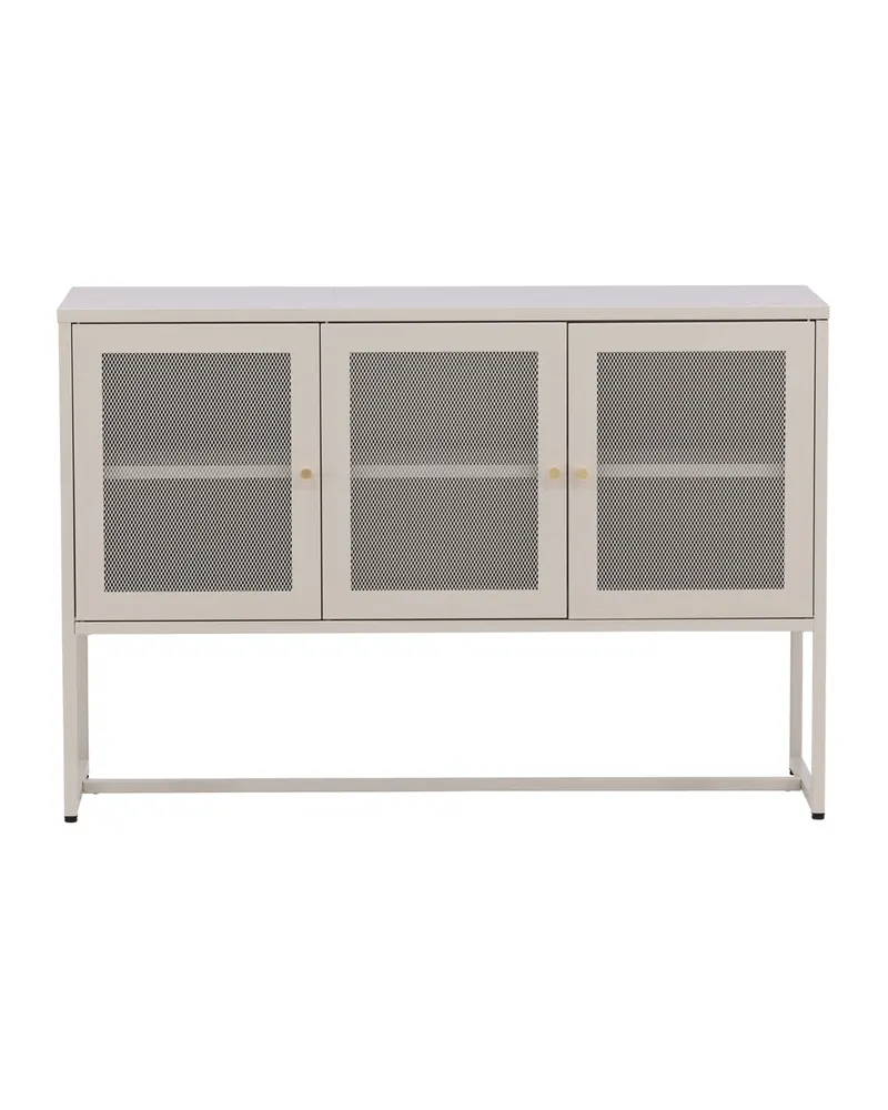 Malla Sideboard aus Stahl mit Gittertüren im Industrial-Stil, Hellgrau