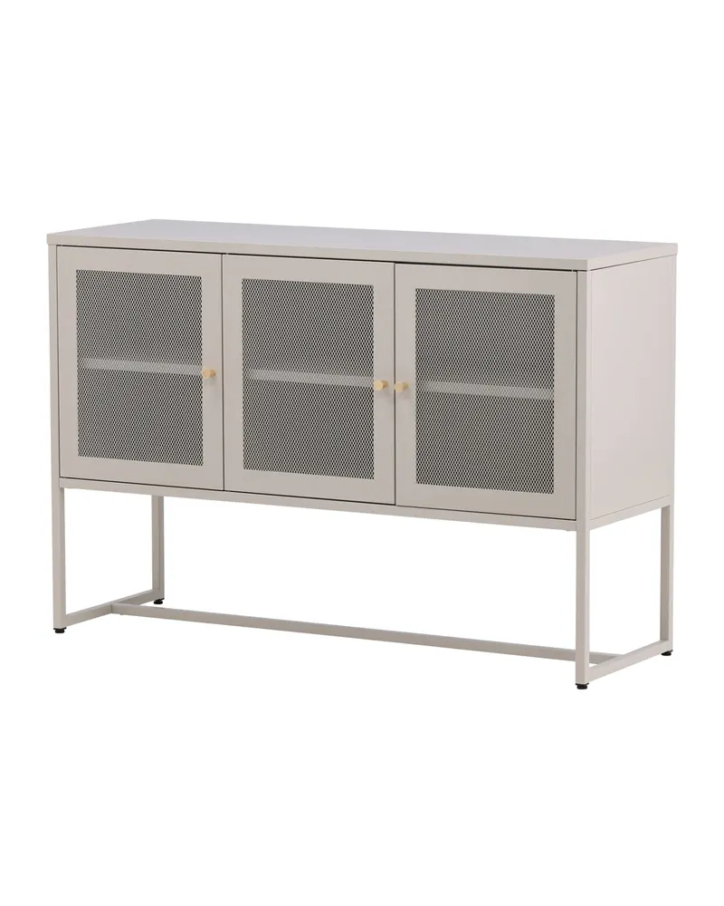 Malla Sideboard aus Stahl mit Gittertüren in Beige, Ansicht 7
