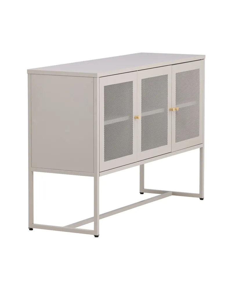 Malla Sideboard aus Stahl mit Gittertüren in Beige, Ansicht 2