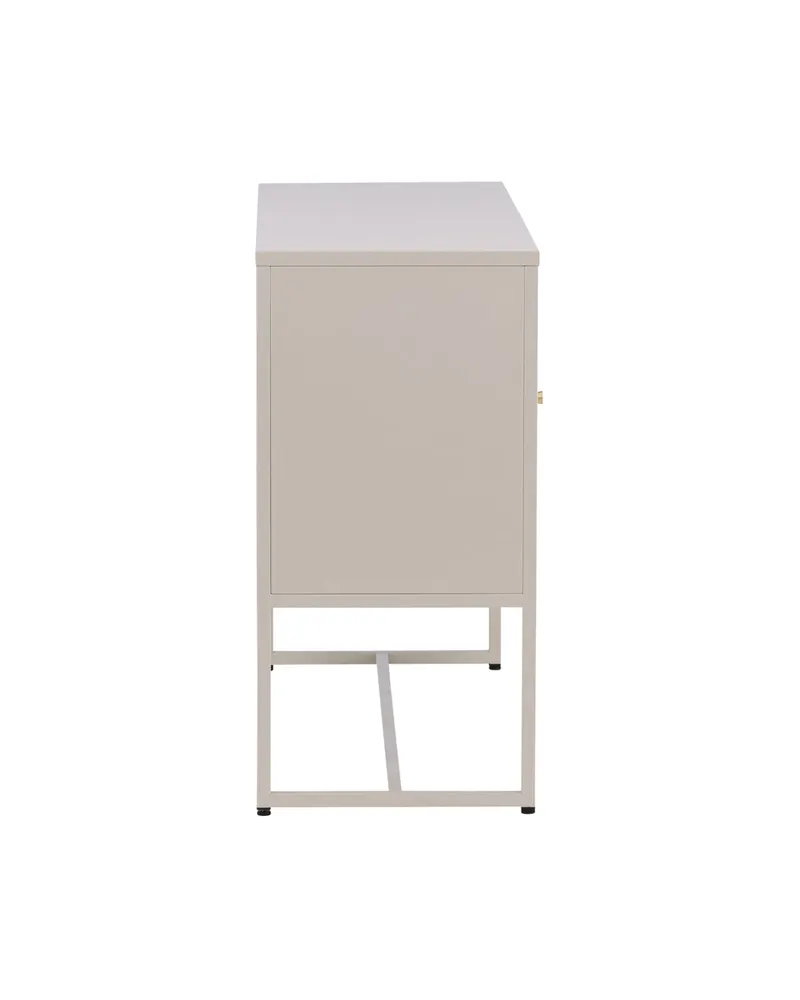 Malla Sideboard aus Stahl mit Gittertüren in Beige, Ansicht 3