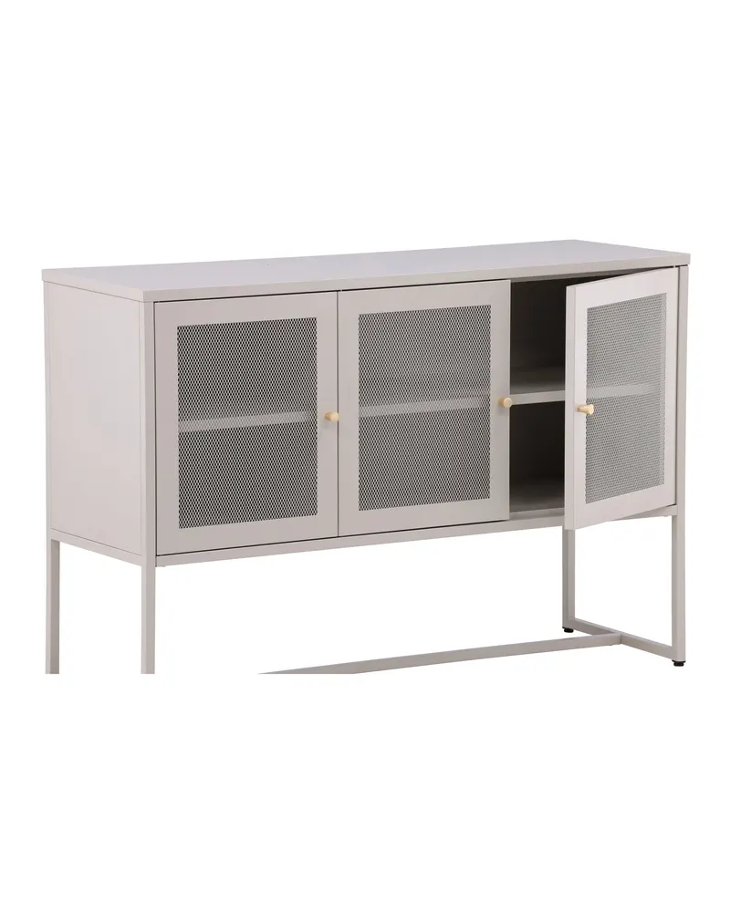Malla Sideboard aus Stahl mit Gittertüren in Beige, Ansicht 6