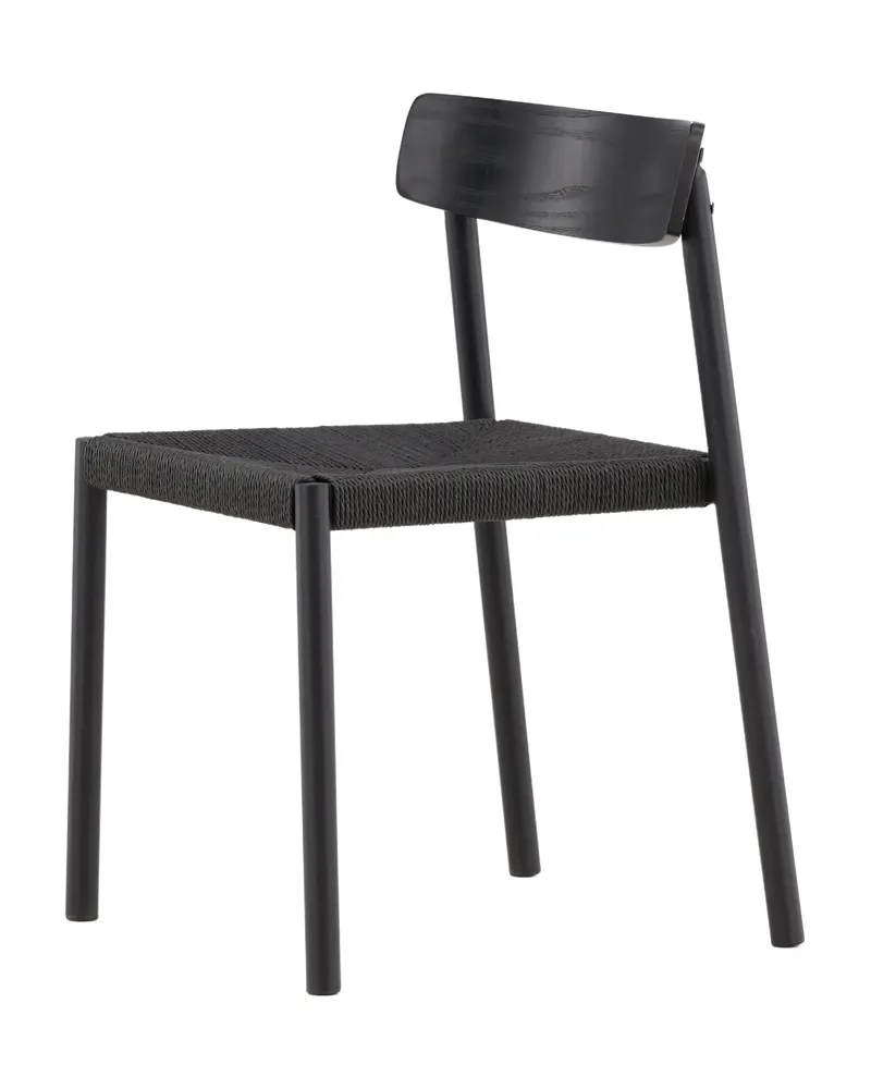 Malmön Esszimmerstuhl mit geflochtener Sitzfläche in Schwarz, Ansicht 1