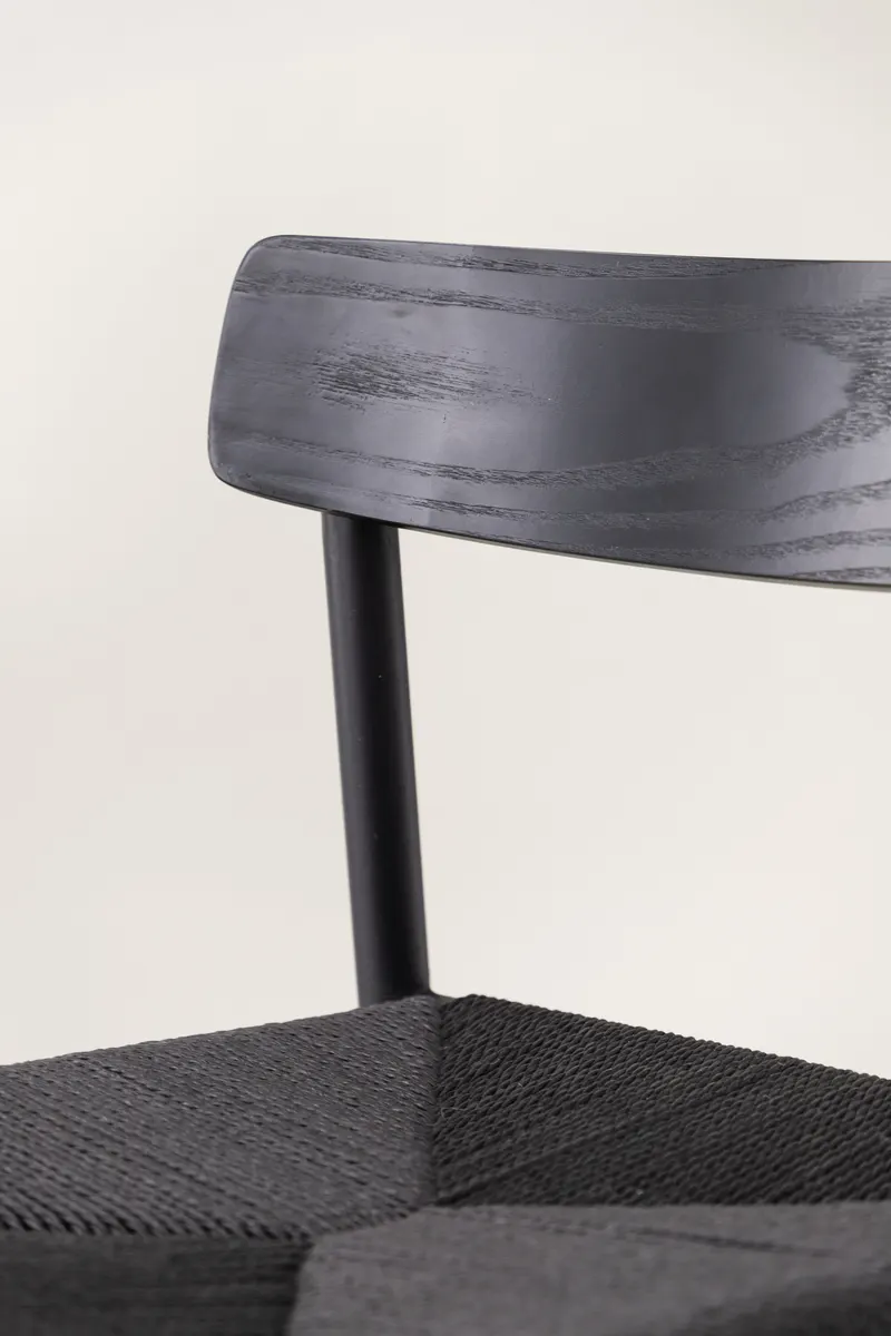 Malmön Esszimmerstuhl mit geflochtener Sitzfläche in Schwarz, im Wohnraum, Ansicht 5
