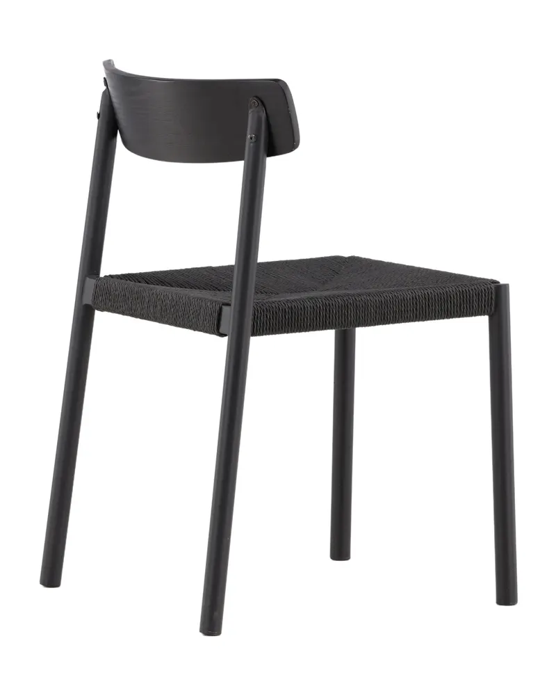 Malmön Esszimmerstuhl mit geflochtener Sitzfläche in Schwarz, Ansicht 12