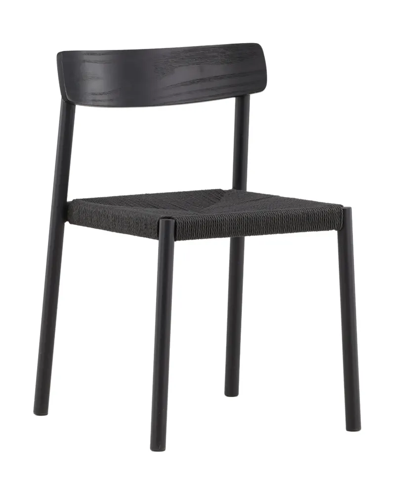 Malmön Esszimmerstuhl mit geflochtener Sitzfläche in Schwarz, Ansicht 3