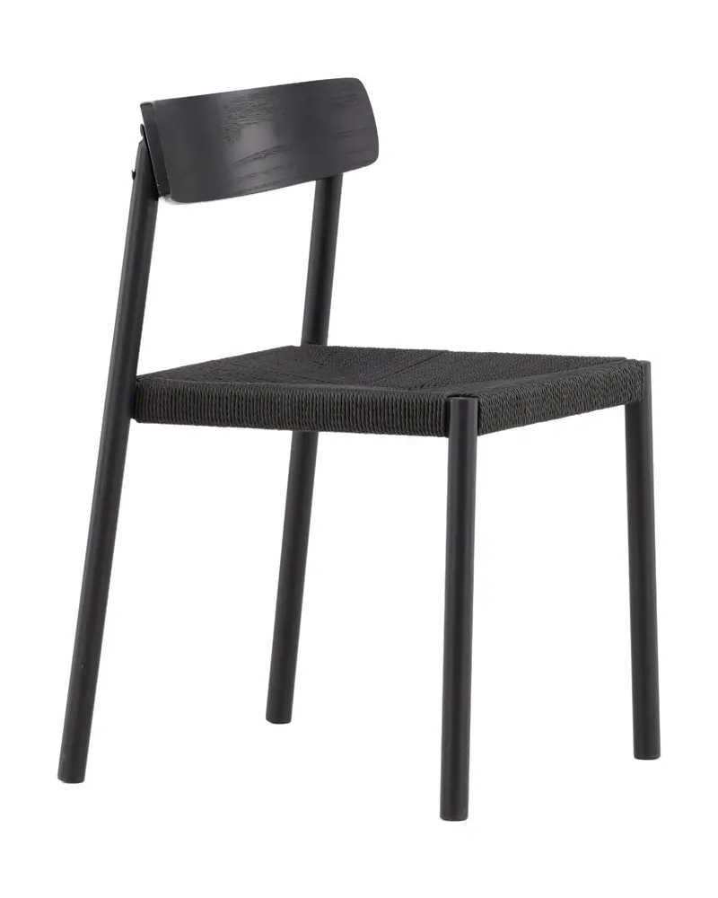 Malmön Esszimmerstuhl mit geflochtener Sitzfläche in Schwarz, Ansicht 4