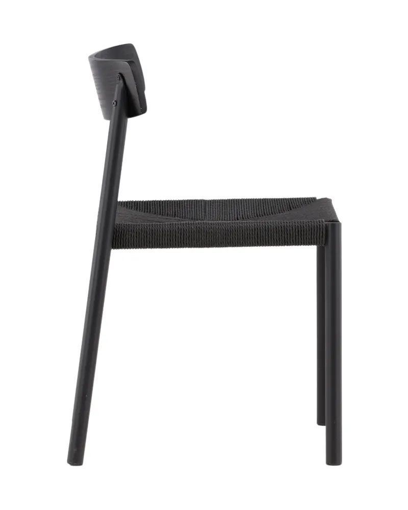 Malmön Esszimmerstuhl mit geflochtener Sitzfläche in Schwarz, Ansicht 5