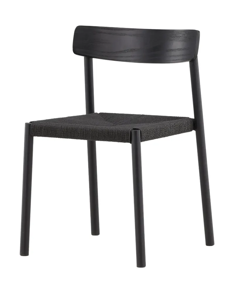 Malmön Esszimmerstuhl mit geflochtener Sitzfläche in Schwarz, Ansicht 6
