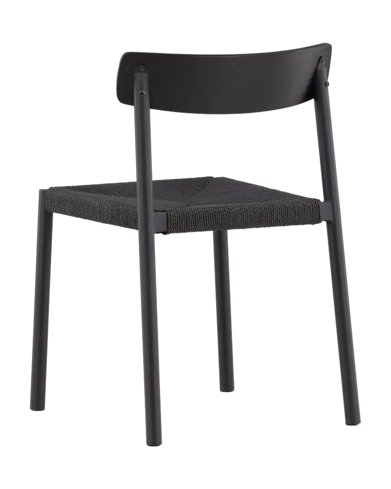 Malmön Esszimmerstuhl mit geflochtener Sitzfläche in Schwarz, Ansicht 7