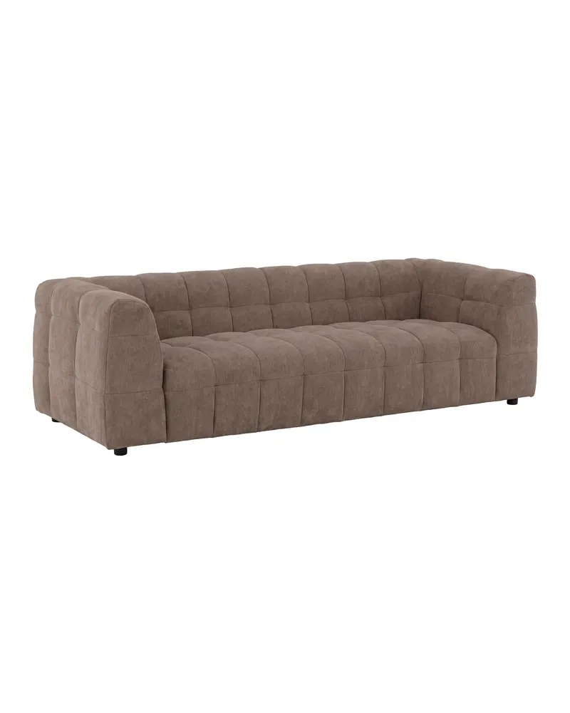 Malou Sofa mit gesteppten Feldern, 238 cm breit, Braun, Gestell Schwarz