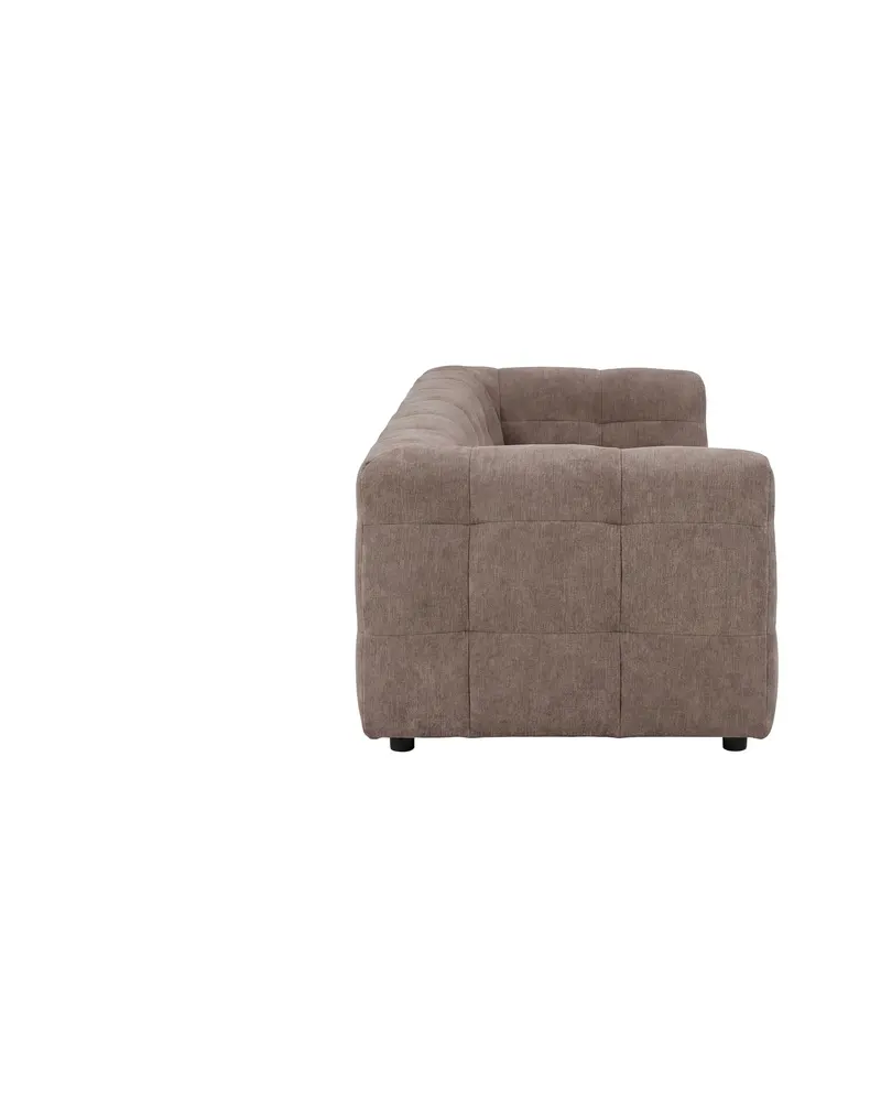 Malou Sofa mit gesteppter Polsterung in Braun, Gestell Schwarz, Ansicht 2