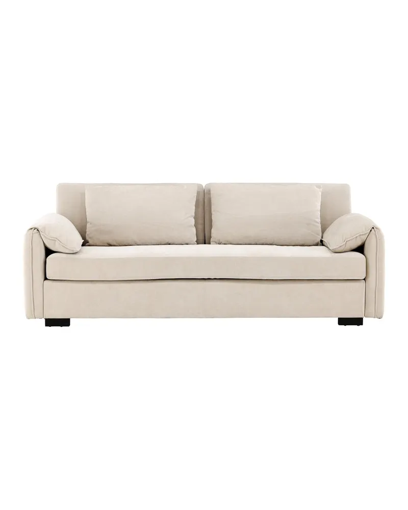 Malva 3-Sitzer-Sofa in Beige mit kissenartigen Armlehnen, Braun, Beige, Schwarz