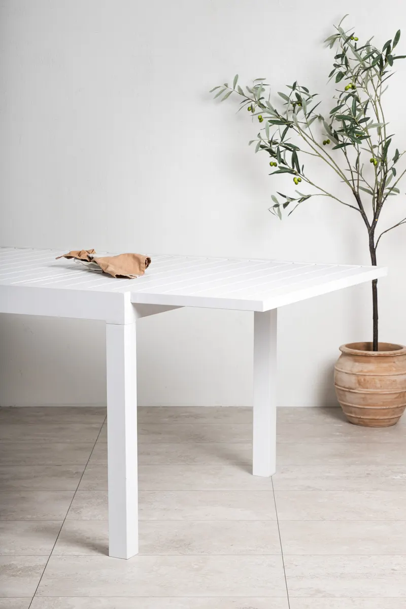 Marbella ausziehbarer Gartentisch aus Aluminium in Weiß, im Wohnraum, Ansicht 3