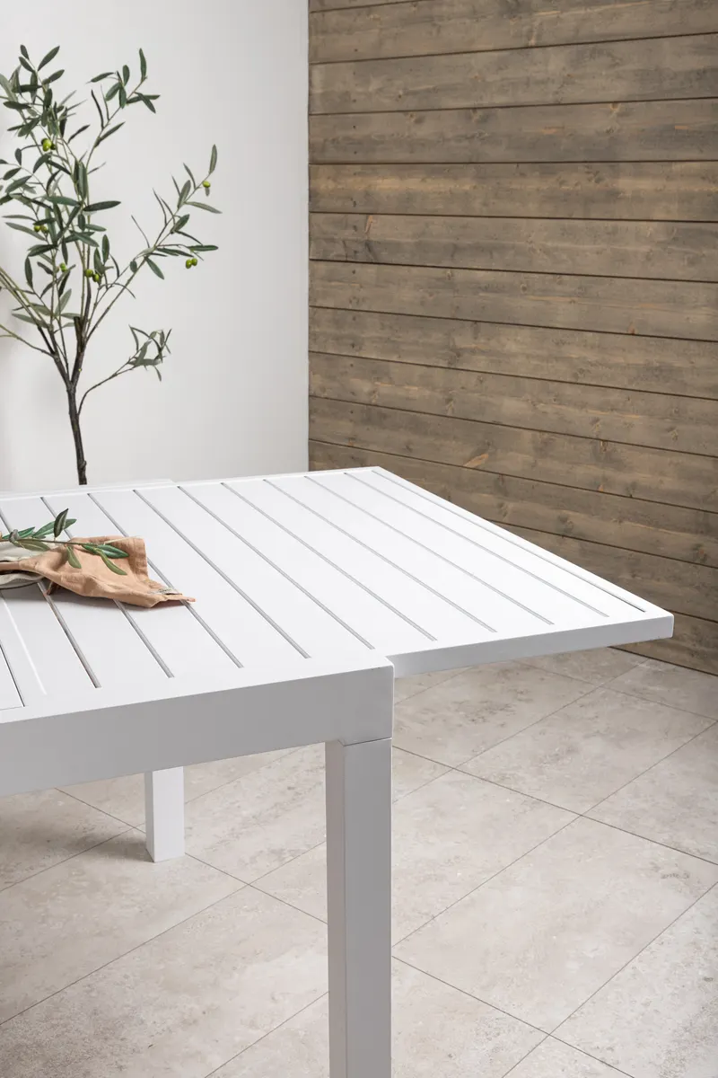 Marbella ausziehbarer Gartentisch aus Aluminium in Weiß, im Wohnraum, Ansicht 5