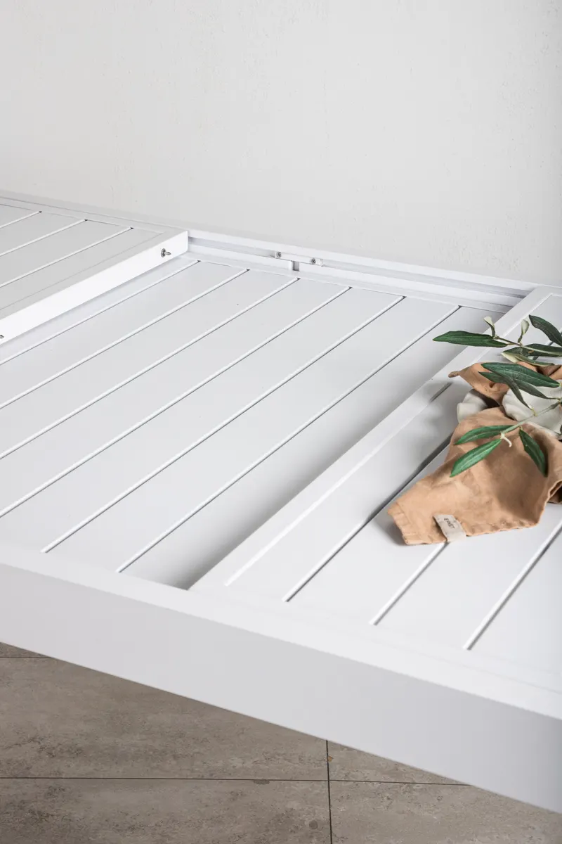 Marbella ausziehbarer Gartentisch aus Aluminium in Weiß, im Wohnraum, Ansicht 6