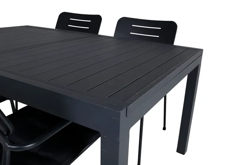 Marbella & Nicke Gartenmöbel Set mit ausziehbarem Tisch und 4 Armlehnstühlen in Schwarz, Ansicht 2